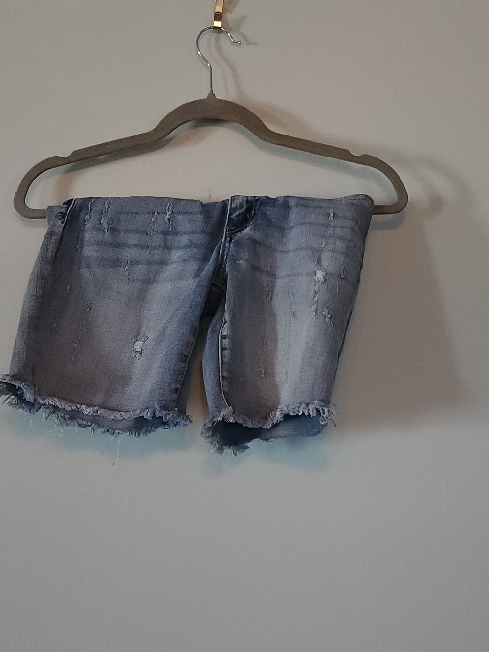 KanCan Washed Light Blue Distressed Frayed Hem Denim Shorts
